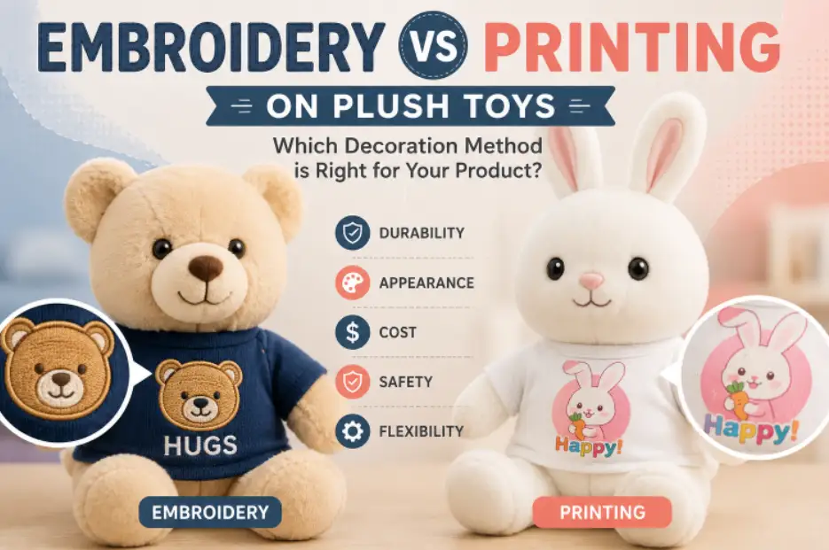 Embroidery vs printing on plush toys